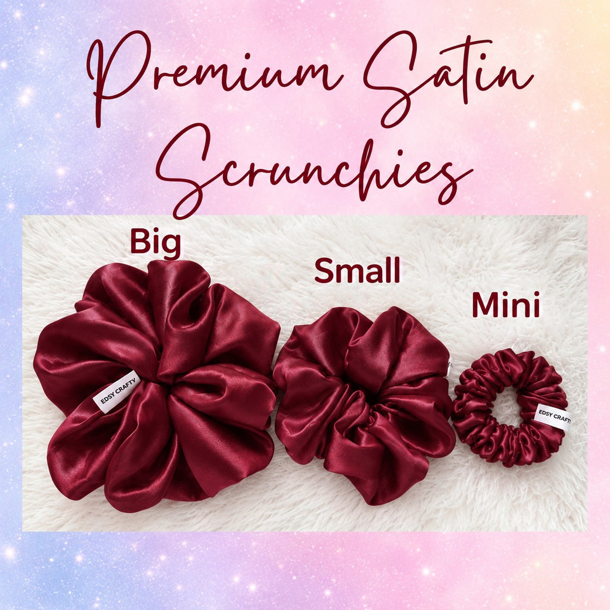 Maroon Satin Scrunchies