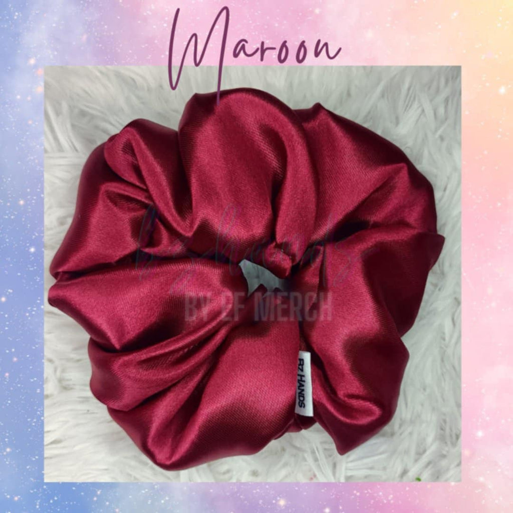 Maroon Satin Scrunchies