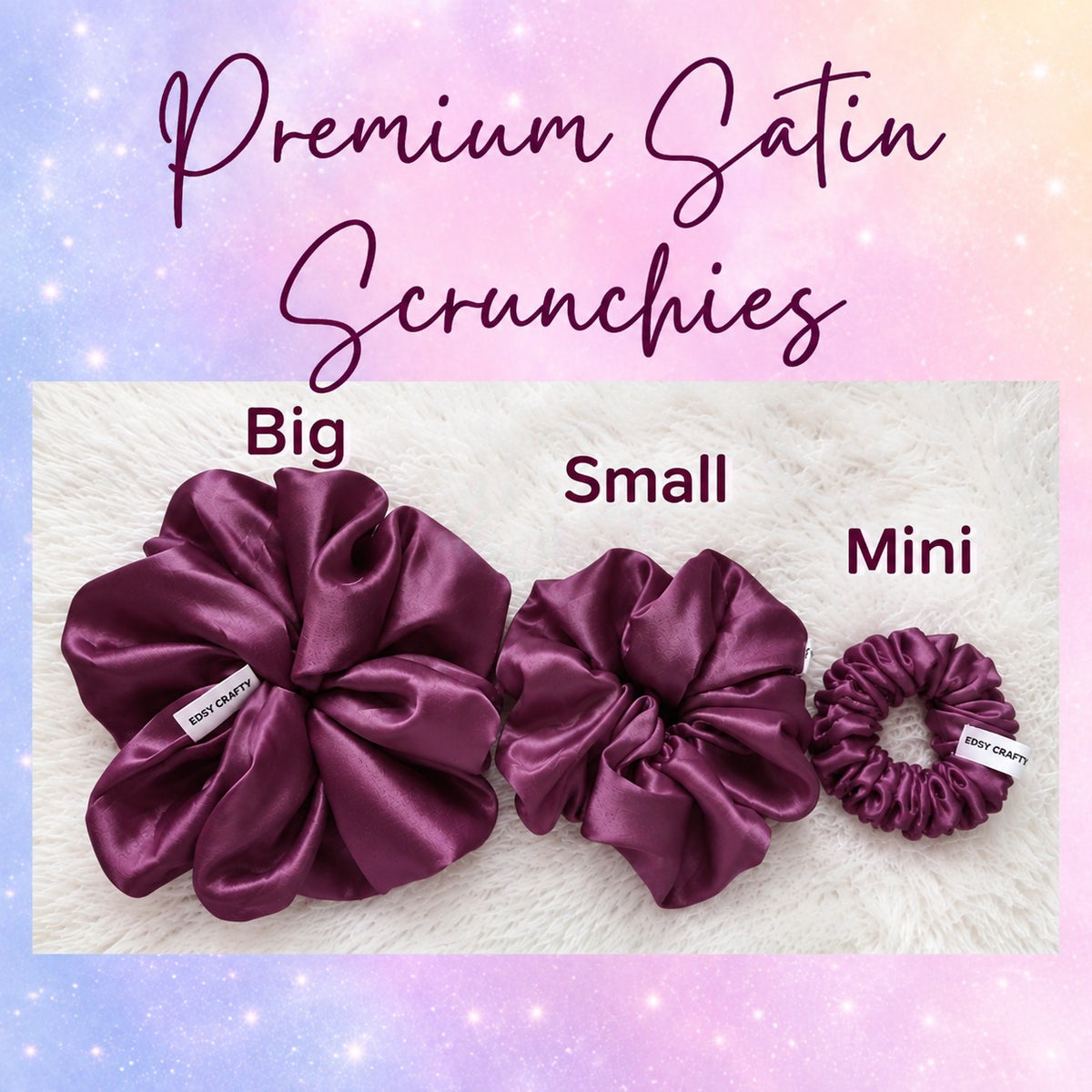 Plum Satin Scrunchies