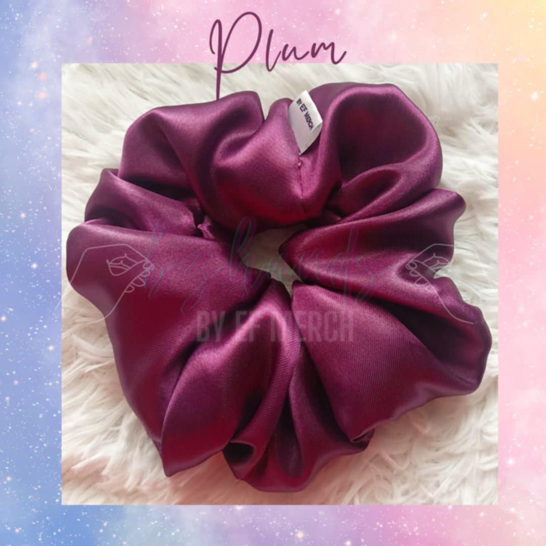 Plum Satin Scrunchies