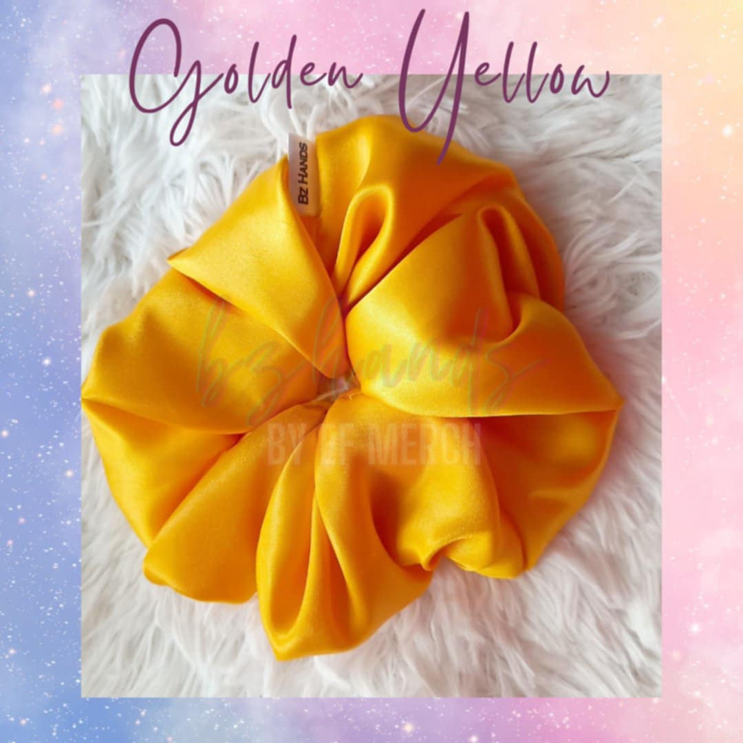 Yellow Gold Satin Scrunchies