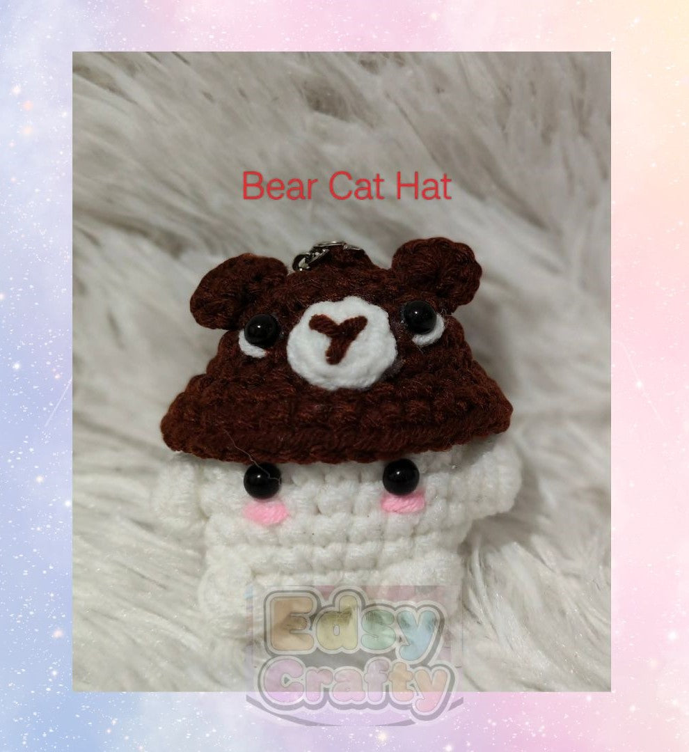Bear Cat Mushroom Key Chain