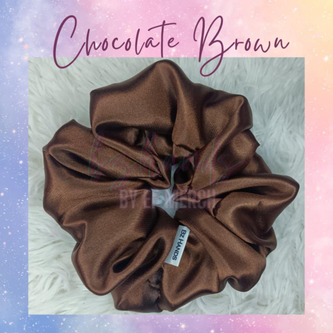 Brown Satin Scrunchies