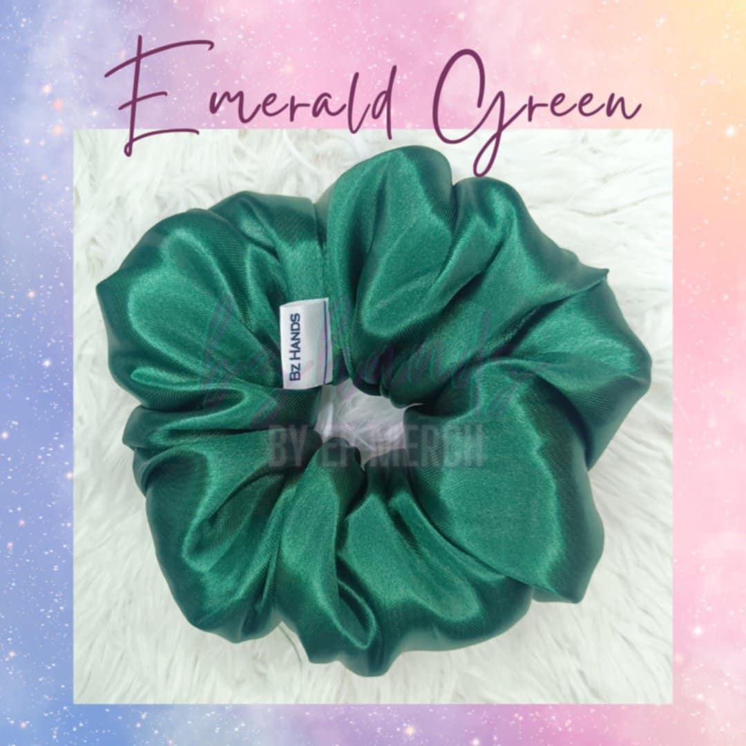 Emerald Green Satin Scrunchies