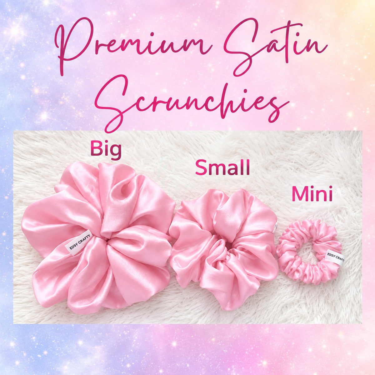 Light Pink Satin Scrunchies
