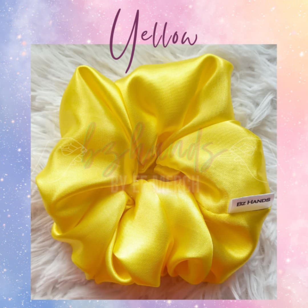 Yellow Satin Scrunchies